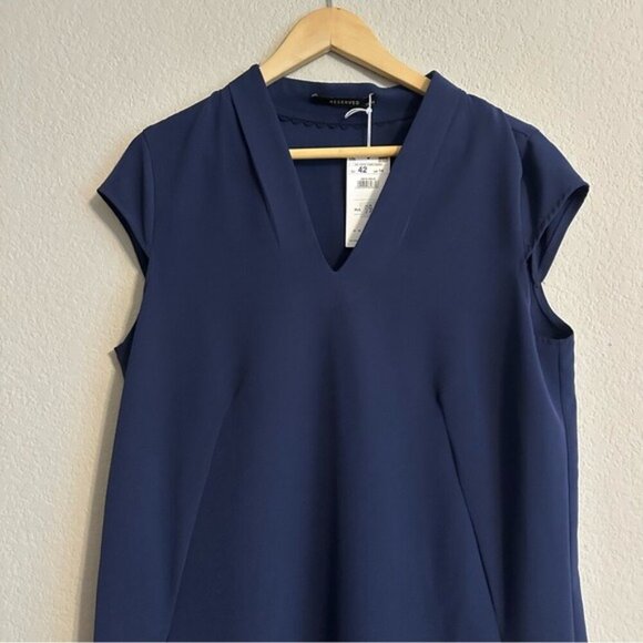 Reserved Navy Paige V Neck Dress Minimalist, lagenlook Size 12 - Picture 5 of 12